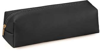 Yawdil Trousse à crayons pour étudiants avec grande capacité en cuir PU, sac à bandoulière pour fournitures scolaires, trousse à crayons avec fermeture à éclair, boîte de rangement, Noir , Noir