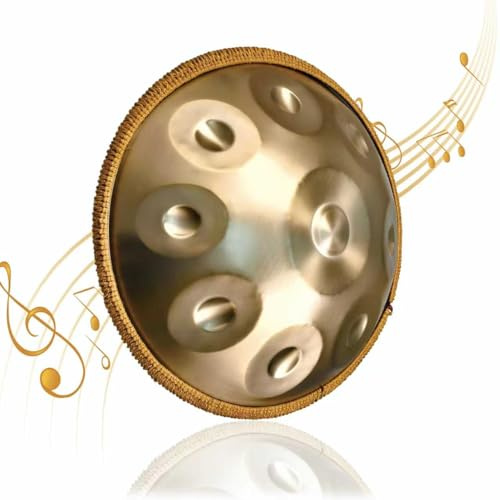 432 hz Handpan stål trumma 9 toner 50 cm guld perforerare i D Minor med handpan stativ handpan fodral