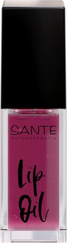 SANTE Naturkosmetik läppolja rosa, närande läppolja för glänsande och smidiga läppar, med ricinolja och vax, 7 ml