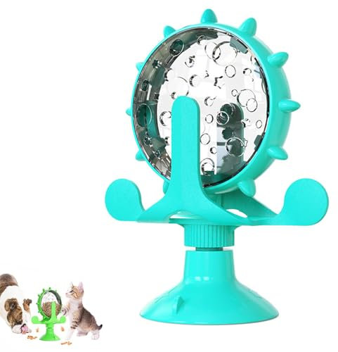 Générique Moulin à Vent Rotatif à 360 ° pour Aliments pour Animaux de Compagnie, Distributeur de friandises interactif pour Chat, Moulin à Vent Rotatif Amusant pour Chat (Blue)