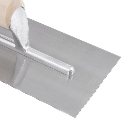 Project DIY® U-Notch Pro Flooring Trowel – 1.5mm x 0.8mm x 0.8mm Hardened Steel Blade with Wooden Handle | for LVT & Flooring Adhesives | Suitable for Karndean, Amtico, Moduleo & More