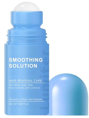 Smoothing Solution Ingrown Hair Treatment, After Shave Soothing Roll on Serum with BHA AHA, Razor Bump & Ingrown Hairs Serum for Men & Women Underarm/Face/Neck/Leg, Tend Skin Solution, 50ML