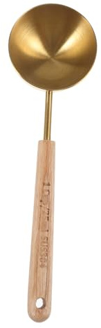 FUNNETOYU Cucharas Medidoras Inoxidable con Mango de Madera Dosificadoras para Polvo y Cocina Cucharas de Medición Resistentes y Duraderas para Hornear y Sellado Capacidad Diseño Ergonómico