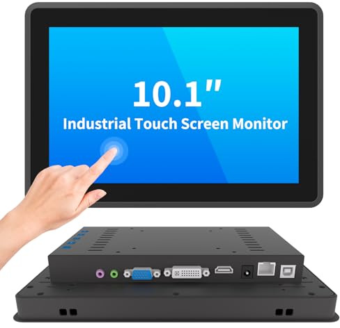 LMENGER 10.1 Inch Industrial Touch Screen Monitor, 10 Points Touch, Ratio 16:10 Capacitive PCAP Display, 1280 x 800R, Active Matrix TFT LCD, LED Backlight, VGA, DVI, HD-MI Ports