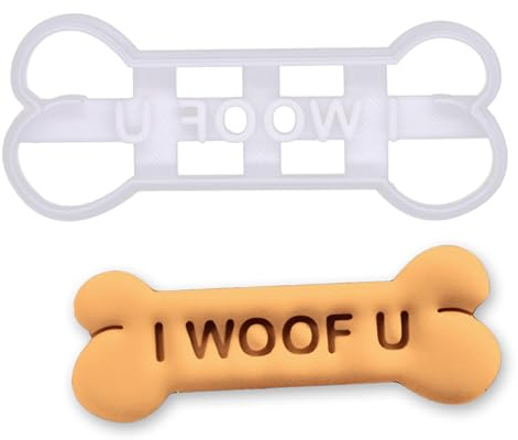BAKERLOGY Emporte-pièce Os de Chien I WOOF U (9cm) – Moule à Biscuits Original pour Amoureux des Animaux & Friandises Maison