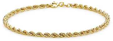 Carissima Gold Damen 9k (375) Gelbgold Hollow Rope Kettenarmband