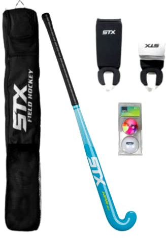 STX Field Hockey Start Pack - Junior with 34 Stick, Shin Guards, Bag & Balls, Black/Teal (FH 962 BE/34)