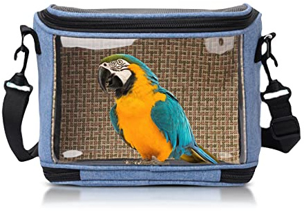 PETCUTE Trasportino per uccelli con Tracolla,Trasparente PVC Trasportino Portatile per Pappagalli per Uccelli da Compagnia,Borsa per il Trasporto di Uccelli con Cintura di sicurezza integrata