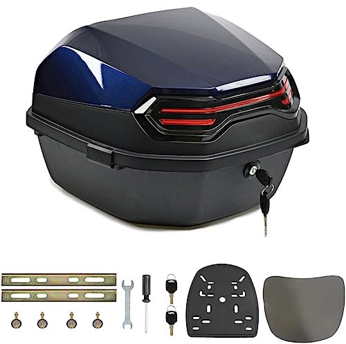 35L Motorrad Topcase für Roller Motorradkoffer Heckkoffer Kofferraum mit Rückenlehne Abschließbar Universal Wasserdicht Motorräder Heckbox für Moped/Mofa/Motorroller/Motorcycle,Blau,16*16*11in