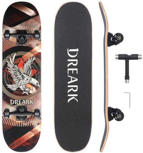Skateboard, Komplettboard 31 x 8 Zoll ABEC-11 Kugellager, 7-lagigem Ahornholz Longboard, Mit T-Tool, Für Anfänger, Teenager, Erwachsene