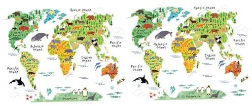 Toyvian 2St aufkleber Wandtattoo Weltkarte der Tiere Weltkarte der Tierwelt entfernbar Wandtattoos