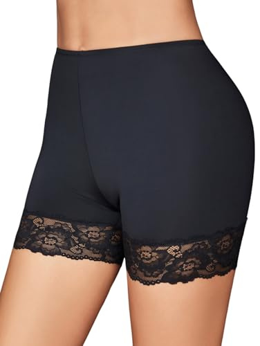 Avidlove Slip Shorts for Under Dresses Women Seamless Anti Chafing Underwear Lace Under Shorts for Women Black XX-Large
