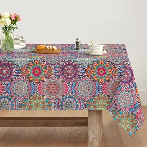 Artoid Mode Boho Vintage Geometrie Marokkanisch Mandala Tischdecke 140x110 cm, Fleckschutz Tischwäsche Küche Dekoration Urlaub Party Dekor