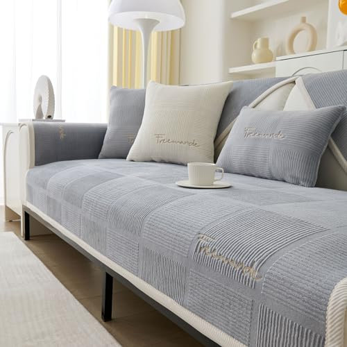 Generisch Sofabezug Sofa Überzug Couch Überzug Couch Überwurf Couchbezug U Form Sofa Cover 1/2/3/4 Sitzer Sofabezug Ecksofa L Form Wasserdicht rutschfeste Sofa Überwurf Sofadecken (Grau, 90 * 160)