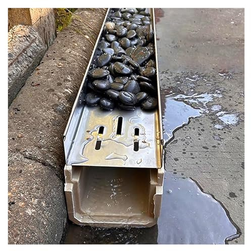 Sistema di drenaggio modulare ad incastro, canale di drenaggio in plastica resistente con griglia per una gestione efficiente dell'acqua in giardini, cortili e aree in calcestruzzo