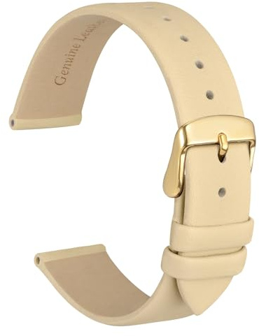 WOCCI eleganta klockarmband, ersättningsband äkta läder, spänne i rostfritt stål, 8 mm 10 mm 12 mm 14 mm 16 mm 18 mm 20 mm, 20mm, Läder