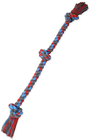 Mammoth Flossy Chews Color 3 Knot Rope Tug – Premium Cotton-Poly Tug Toy for Dogs – Interactive Dog Rope Toy – Tug Dog Chew Toy for Large -X-Large Dogs - X-Large 36”