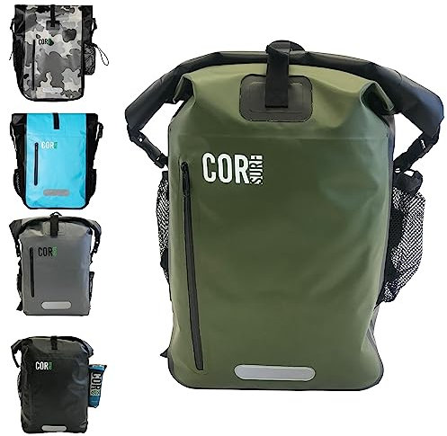 COR Surf Waterproof Dry Bag Backpack - Roll Top Drybag with Padded Laptop Sleeve, Has Welded Seams and Ergonomic Shoulder Pad, Ideal for Boating, Hiking, Kayaking, and More - 40L, Green