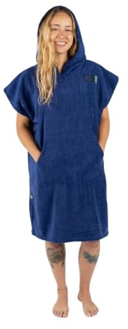 COR Surf Handtuch Poncho für Erwachsene - Weicher, schnell trocknender Bade Poncho aus Mikrofaser, Kapuzenhandtuch mit Taschen, leicht und farbecht, erhältlich in verschiedenen Farben, Kobaltblau, M
