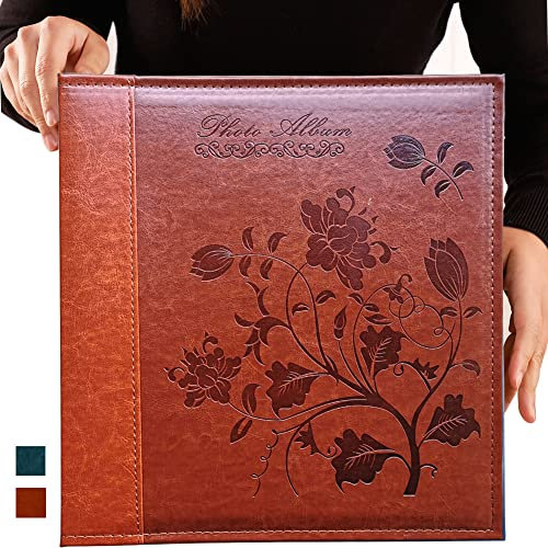 Totocan Memory Guardian Large Photo Albums, 5x7, 360 Pockets, Holds 360 Photos with Writing Memo, Vintage Leather Cover, Brown