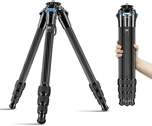 SIRUI AM284 Videostativ Carbon Kamera Reise Stativ für professionelles Fotografie, 4 Beinabschnitte, Kamerastativ Reisestativ Travel Tripod mit abnehmbaren EdelstahlSpikes, belastbar bis 15 kg