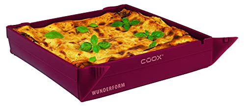 coox WUNDERFORM Basic MQ en rojo oscuro, el primer molde plegable para hornear y horno que ahorra espacio, hecho de silicona sin BPA