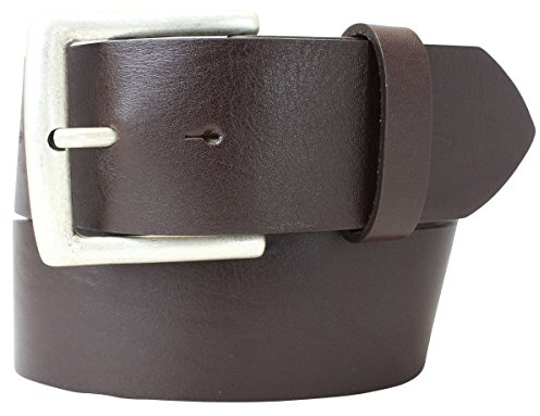 BELTINGER Cintura in pelle bovina pieno fiore denim 5 cm | Cintura in pelle da uomo 50mm | Cintura larga da uomo in vera pelle | Marrone 90cm