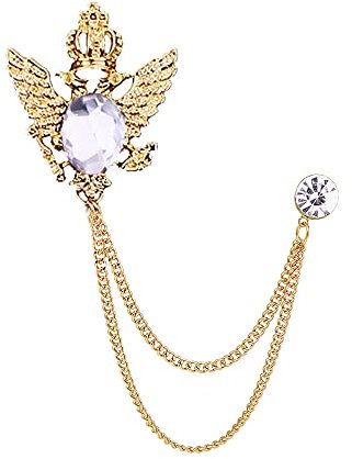 Vintage-Krone, Edelstein, lange Kette, Brosche, Anstecknadel, Tier, Doppelkopf, Adler, Quaste, Anzug, Anstecknadel, Schmuck für Damen und Herren, Legierter Stahl, Strass