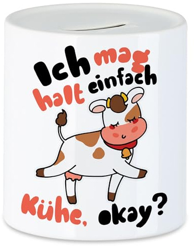 Hey!Print Ich Mag Kühe Spardose Kuh-Fans Kuh-Liebhaber Milchkuh Landwirt Geschenkidee