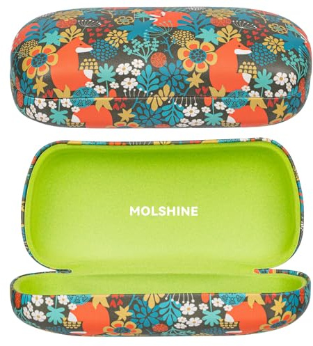 Molshine design solglasögonfodral - stort hårt glasögonfodral, passar för kvinnor och män för resor och arbete,Elegant (Räv)