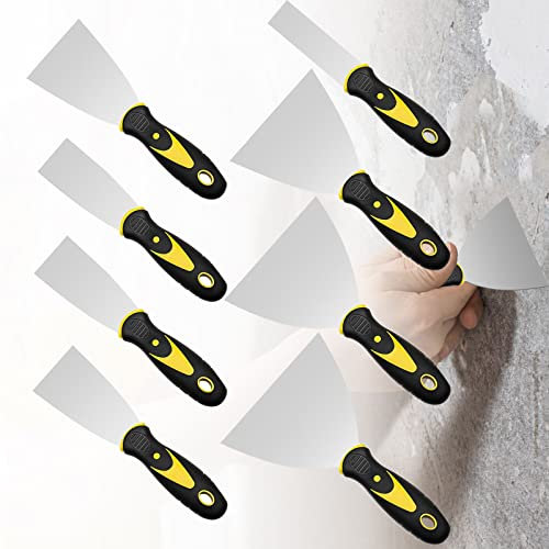 Spachtel Set: 8 Stücke Spachtel aus rostfreiem Edelstahl, Rostfrei Gipser Spachtel Set, Maler Werkzeug Spachtel, Edelstahl Malerspachtel mit Kunststoffgriff für Tapeten/Trockenbau/Gips Schaben