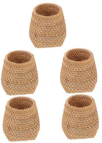 Lurrose 5St Gewebter Stiftehalter zur Aufbewahrung Halter für Büroklammern Schminktischbürstenhalter Schreibwarenaufbewahrung Tischaufbewahrung für Make-up-Pinsel Rattan