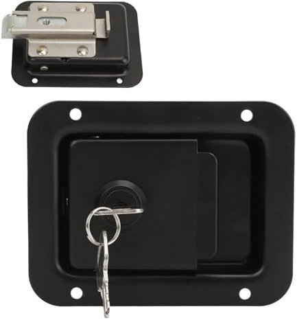 Lucchetto in acciaio per camion, furgone, serratura piatta per rimorchio, 12,7 x 10,2 cm, serratura per auto in acciaio inox, robusta serratura con 2 chiavi, alta sicurezza, antiruggine, accessori per