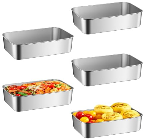 PRITOK 5 stycken brödbakformar: rostfritt stål brödform rektangulär bakform, rostat bröd bakform, brödform, brödform perfekt för bakning av kakor, 22,8 x 15,3 x 5,9 cm