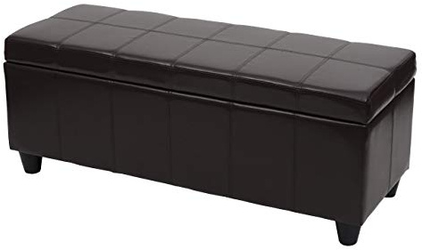 Berlinlodge Aufbewahrungs-Truhe Lars HxBxT 45x114x45cm Kunstleder Braun Sitzbank Bank Stauraum groß platzsparend Wohnzimmer Kinderzimmer Schlafzimmer