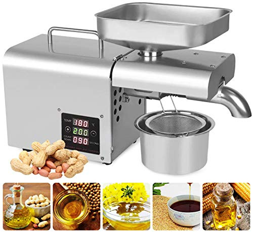 Electric Oil Press Machine,150W Hot Press Oil Extractor,Stainless Steel Oil Press Machine for Peanut Kernel,Sunflower Seed,tTea Seed,Sesame