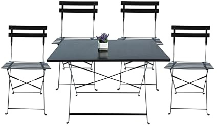 AVANTI TRENDSTORE Kloro - Set da giardino in acciaio di colore grigio, con 1 tavolo rettangolare pieghevole e 4 sedie pieghevoli. Misure tavoloLAP ca. 110x71x70 cm e sedie LAP ca. 41x80x46 cm.