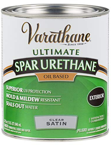 Varathane 242183H Classic Clear Oil Based Outdoor Spar 275 Voc Urethane, Quart, Satin Finish