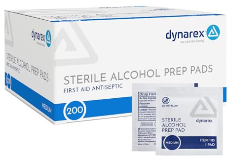Dynarex 1113 Latex Free Sterile Alcohol Prep Pad (Pack of 200) White