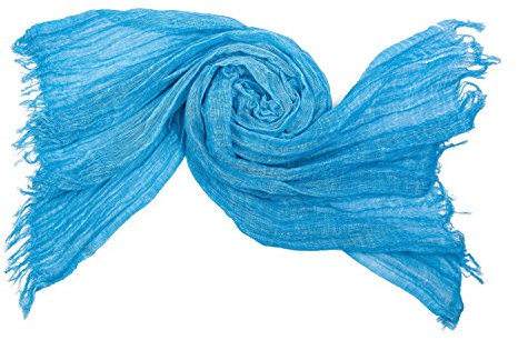 SeaBright Damen Schal 45% Leinen + 55% Viskose Knitterfalten 200X75cm Groß SC-LV-QC-1510A Königsblau Kornblau