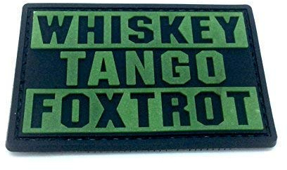 Patch Nation Whiskey Tango Foxtrot WTF im Dunkeln Leuchten PVC Airsoft Paintball Klettverschluss-Flecken Klett