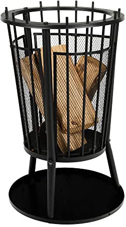 Gravidus Feuerkorb für Holzscheite & Grillkohle, pulverbeschichtetes Eisen, 40x61 cm mit Funkenschutz und Bodenplatte, Feuerstelle