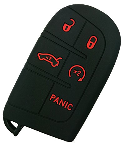 Coolbestda Rubber 5Buttons Key Fob Cover Remote Case Keyless Protector for 2018 2019 2020 2021 2022 2023 2024 Jeep Grand Cherokee Compass Dodge Challenger Charger Dart Durango Journey Chrysler 300 200