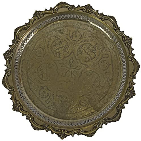 Oriental Plateau de Service argenté à thé marocain Fait Main Ancienne Unique, Artisanat Art Deco Cadeau Servir Ø 50 cm Material Motiv 1