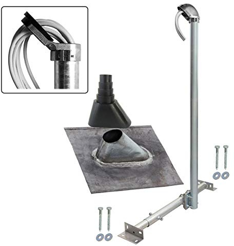 Premium X Basic X120-48 SAT TV Dachsparrenhalter 120cm Mast Dachsparren-Halterung für Satelliten-Antenne Satellitenschüssel | Dachdurchgang Set schwarz | Kabeldurchführung ALU-Mastkappe