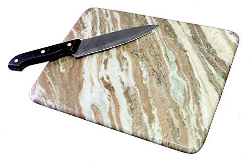 KLEO Planche à découper en marbre - Planche à fromage - Pour servir du vin, du fromage et du salami (beige)