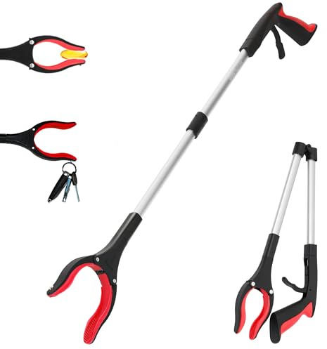 Grabber Reacher Tool - 32” Reacher Grabber Tool with Strong Magnetic and Swivel Head - Heavy Duty Pick Up Stick Grabbers for Seniors, Trash, Surgery Recovery Must Haves Gifts(Red)