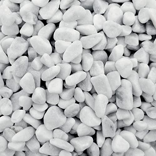 argan Ciottoli di Marmo Bianco di Carrara - Sassi Bianchi Decorazione Giardino e Casa Aiuole e Bordure 7/15mm (200kg)