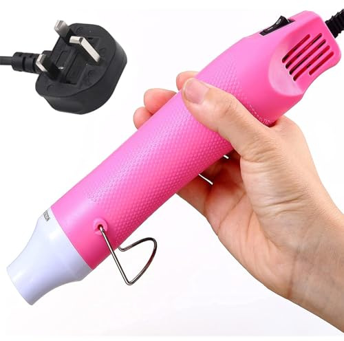 Heat Gun 300V DIY Heating Setting Heat Gun Element Power Tools, Professional Heat Gun Shrink Plastic Packaging Blower Heater (Pink)