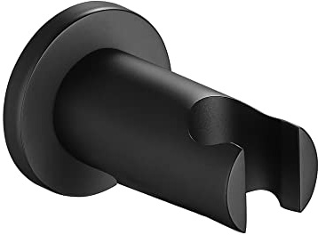 ENKI B24 Round Modern Shower Head Holder, Black, Bracket | Solid Brass, Easy Install, Fittings Included, 1-Year Guarantee, Adjustable, Wall Bracket, Replacement, Bathroom